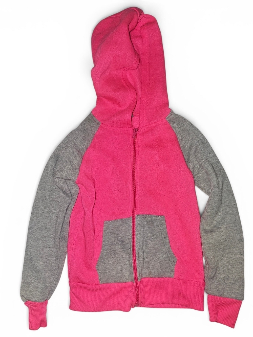 Diva Pink and Gray Hooded Zip-Up Sweatshirt-EUC
